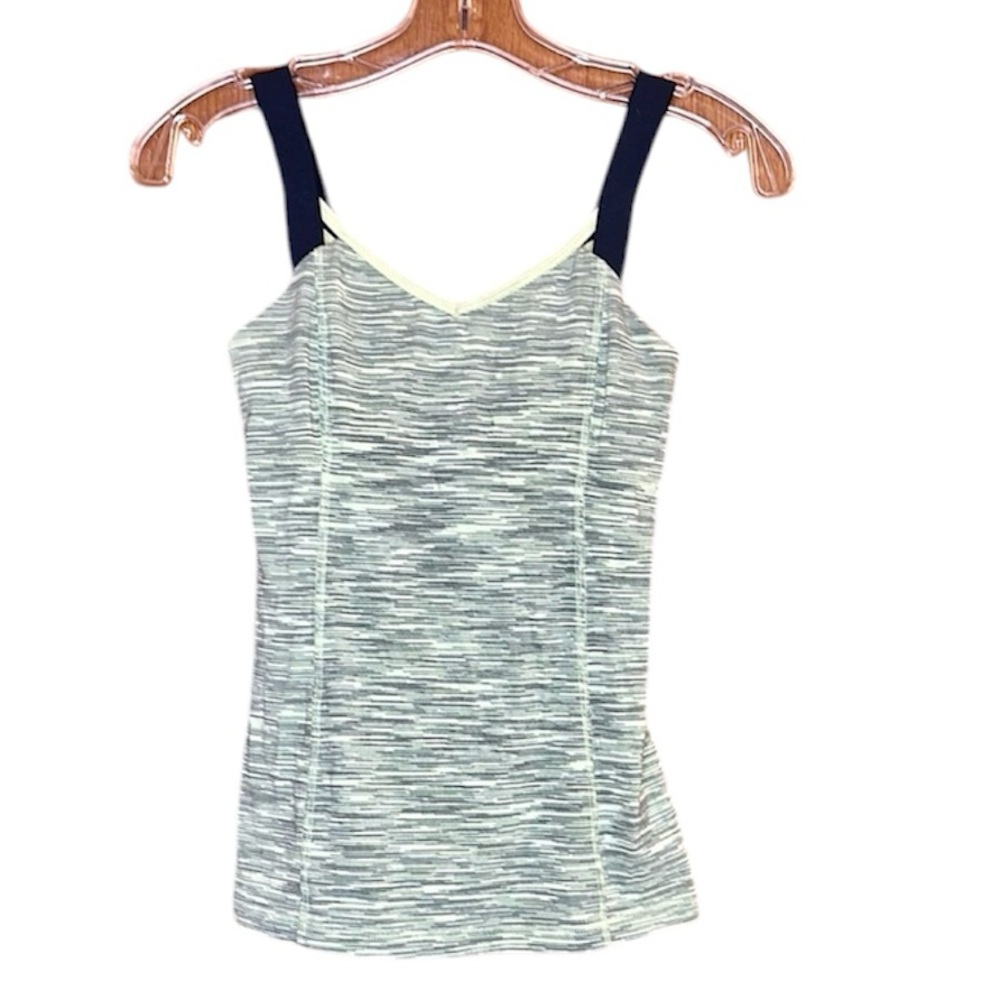 Lucy Black and Yellow Fitted Sleeveless Tank Top with Built in Shelf Bra